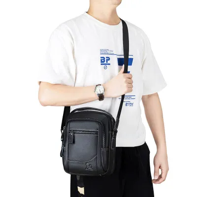 Genuine Leather Men’s Retro Shoulder Bag – Stylish & Durable